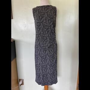 Ann Taylor LOFT Heather Gray Black Leaf Cotton Jersey Dress Large L 20-0148